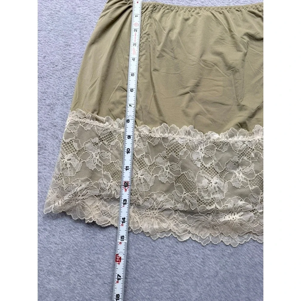 Free People Olive Green Half Slip White Floral Lace Trim Waist Mini Skirt XS